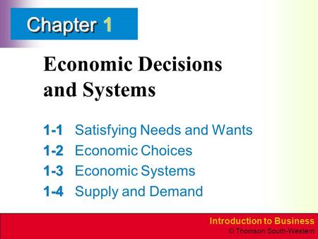 Economic Decisions and Systems