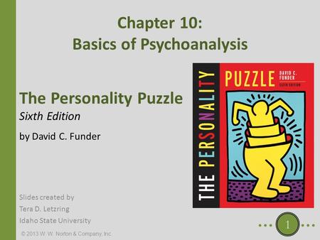 © 2013 W. W. Norton & Company, Inc. The Personality Puzzle Sixth Edition by David C. Funder Chapter 10: Basics of Psychoanalysis Slides created by Tera.
