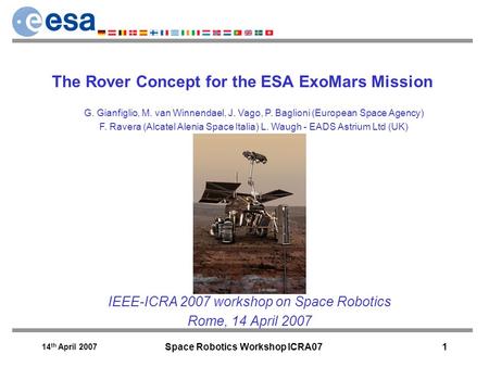 The Rover Concept for the ESA ExoMars Mission