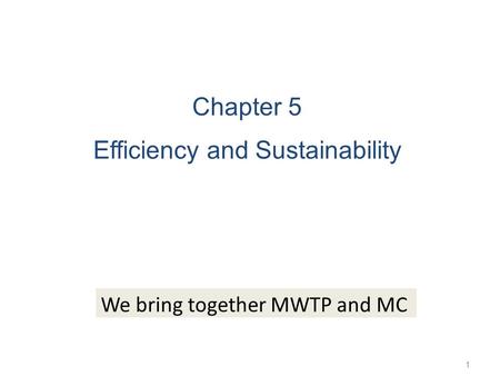 Efficiency and Sustainability