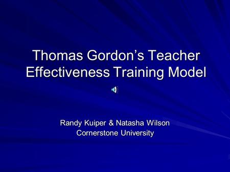 Thomas Gordon’s Teacher Effectiveness Training Model