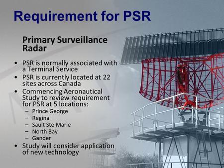Requirement for PSR Primary Surveillance Radar