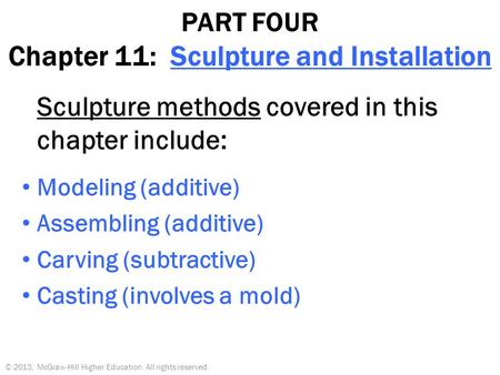 PART FOUR Chapter 11: Sculpture and Installation