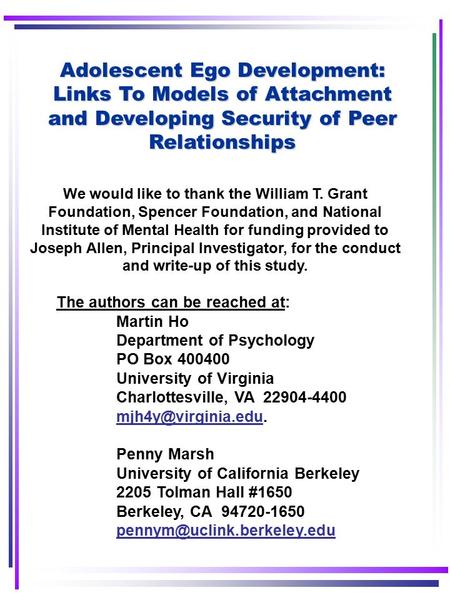We would like to thank the William T. Grant Foundation, Spencer Foundation, and National Institute of Mental Health for funding provided to Joseph Allen,