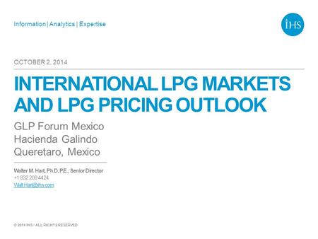 International LPG markets and LPG pricing outlook