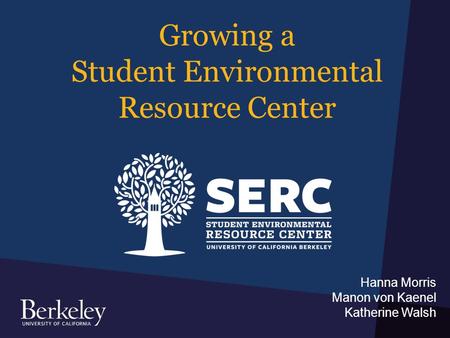 Growing a Student Environmental Resource Center Hanna Morris Manon von Kaenel Katherine Walsh.