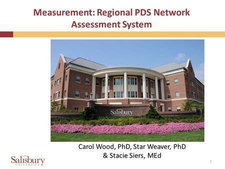 Measurement: Regional PDS Network Assessment System 1 Carol Wood, PhD, Star Weaver, PhD & Stacie Siers, MEd.