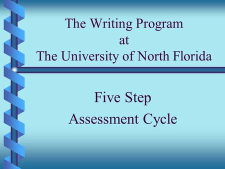 The Writing Program at The University of North Florida Five Step Assessment Cycle.