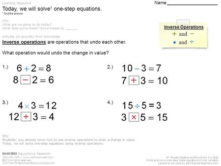 DataWORKS Educational Research (800) 495-1550  ©2012 All rights reserved. Comments? 6 th Grade Algebra and.