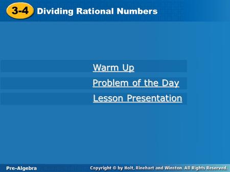 3-4 Warm Up Problem of the Day Lesson Presentation