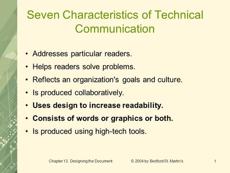 seven characteristics of technical communication