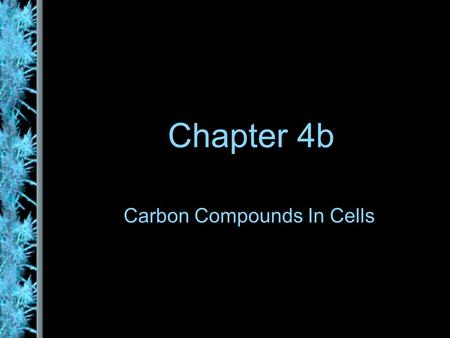 Chapter 4b Carbon Compounds In Cells. Organic Compounds Hydrogen and other elements covalently bonded to carbon Carbohydrates Lipids Proteins Nucleic.