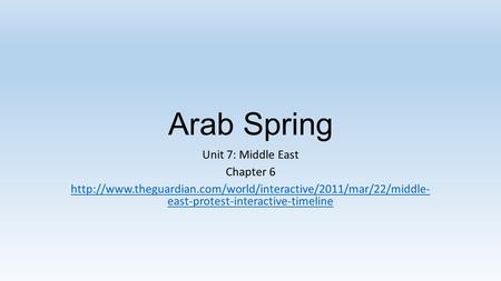Arab Spring Unit 7: Middle East Chapter 6