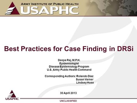 Best Practices for Case Finding in DRSi