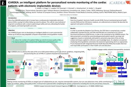 ICARDEA: an intelligent platform for personalized remote monitoring of the cardiac patients with electronic implantable devices E. Arbelo 1, A. Dogac 2,