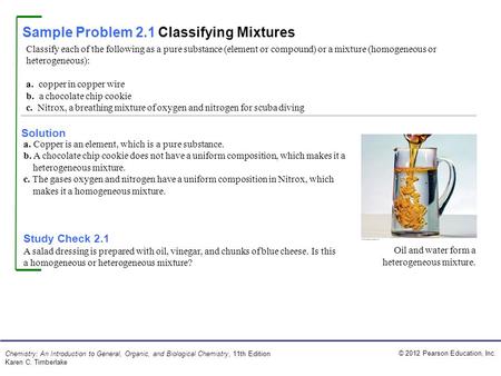 Sample Problem 2.1 Classifying Mixtures