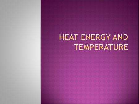 Heat energy is due to the movement of atoms or molecules. As atoms move faster they create more energy = causing Heat!