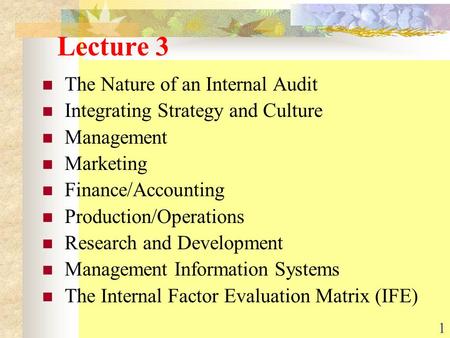 Lecture 3 The Nature of an Internal Audit