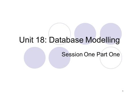 Unit 18: Database Modelling