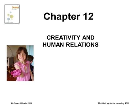 McGraw-Hill/Irwin 2010 Modified by Jackie Kroening 2011 CREATIVITY AND HUMAN RELATIONS Chapter 12.
