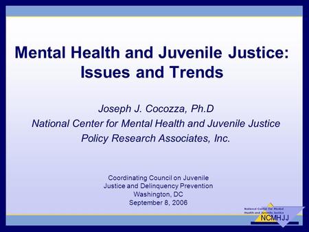 Mental Health and Juvenile Justice: Issues and Trends