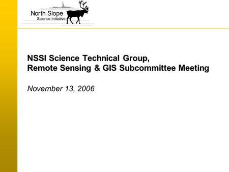 NSSI Science Technical Group, Remote Sensing & GIS Subcommittee Meeting November 13, 2006.