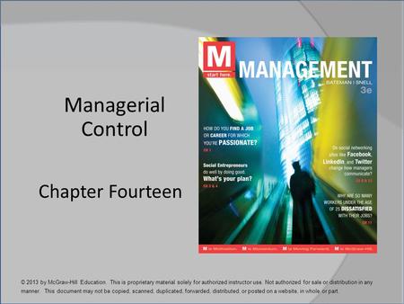 Managerial Control Chapter Fourteen