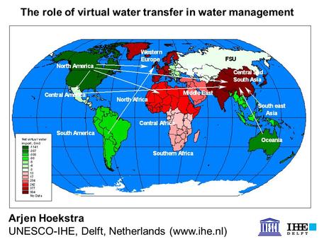 Arjen Hoekstra UNESCO-IHE, Delft, Netherlands (www.ihe.nl) The role of virtual water transfer in water management.