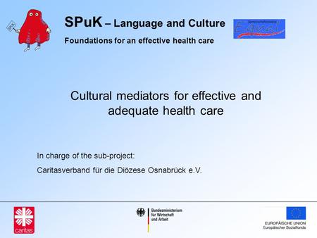 SPuK – Language and Culture Foundations for an effective health care Cultural mediators for effective and adequate health care In charge of the sub-project: