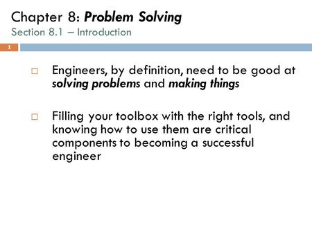 Chapter 8: Problem Solving