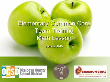 Elementary Common Core Team Training Math Lesson Summer 2013.