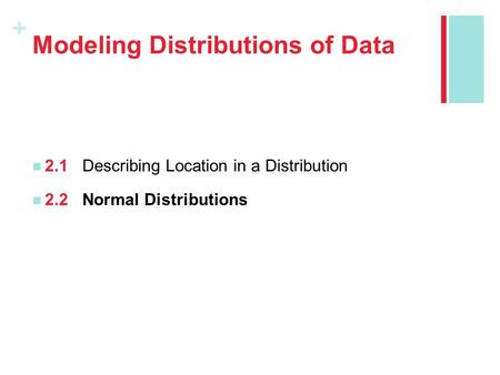 Modeling Distributions of Data