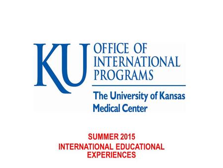 SUMMER 2015 INTERNATIONAL EDUCATIONAL EXPERIENCES.