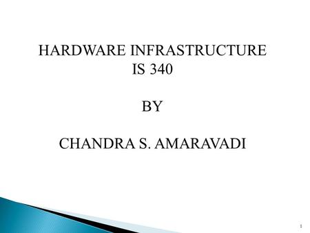 1 HARDWARE INFRASTRUCTURE IS 340 BY CHANDRA S. AMARAVADI.