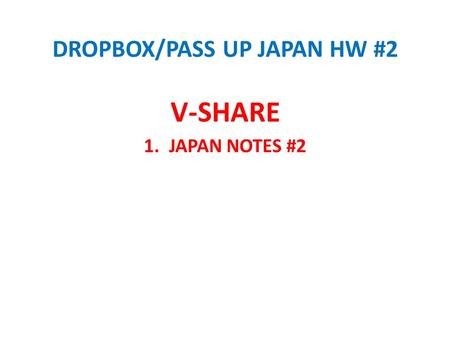 DROPBOX/PASS UP JAPAN HW #2 V-SHARE