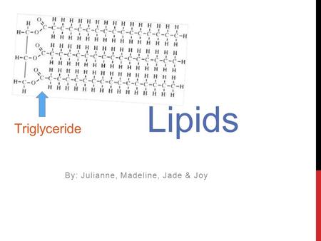 Structure of a Lipid - Lipids are made of fatty acids including CHO -The more C-C bonds a molecule has, the more energy it can store -Hydrophilic head.