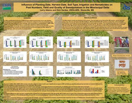 Influence of Planting Date, Harvest Date, Soil Type, Irrigation and Nematicides on Pest Numbers, Yield and Quality of Sweetpotatoes in the Mississippi.