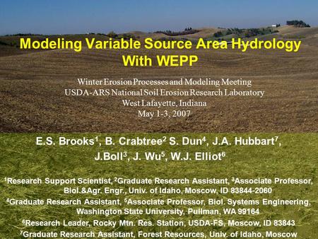 Modeling Variable Source Area Hydrology With WEPP