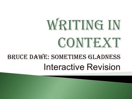 Bruce Dawe: Sometimes Gladness Interactive Revision.
