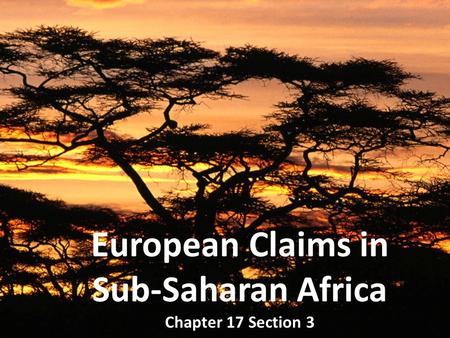 European Claims in Sub-Saharan Africa Chapter 17 Section 3