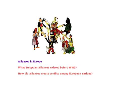 Alliances in Europe What European alliances existed before WWI?