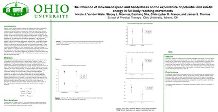 The influence of movement speed and handedness on the expenditure of potential and kinetic energy in full body reaching movements Nicole J. Vander Wiele,
