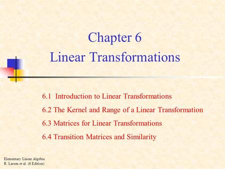 6.1 Introduction to Linear Transformations