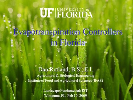 Evapotranspiration Controllers in Florida