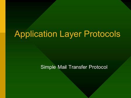 Application Layer Protocols Simple Mail Transfer Protocol.