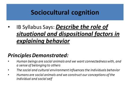Sociocultural cognition