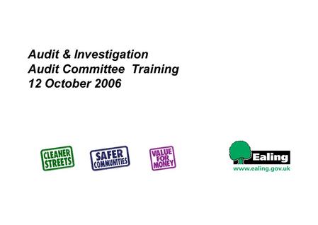 Audit & Investigation Audit Committee Training 12 October 2006.