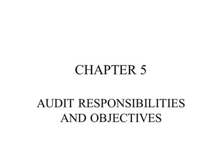 AUDIT RESPONSIBILITIES AND OBJECTIVES