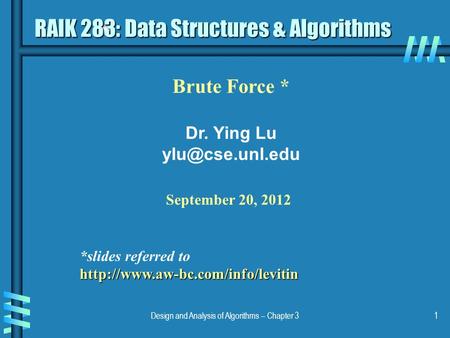 RAIK 283: Data Structures & Algorithms