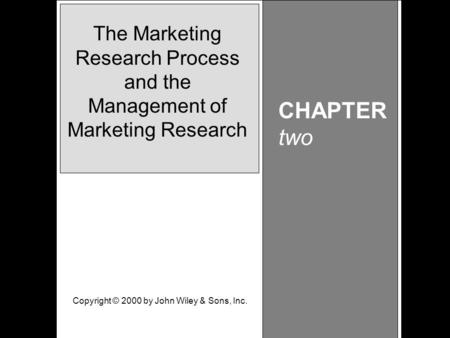 Learning Objective Chapter 2 The Marketing Research Process and the Management of Marketing Research CHAPTER two The Marketing Research Process and the.